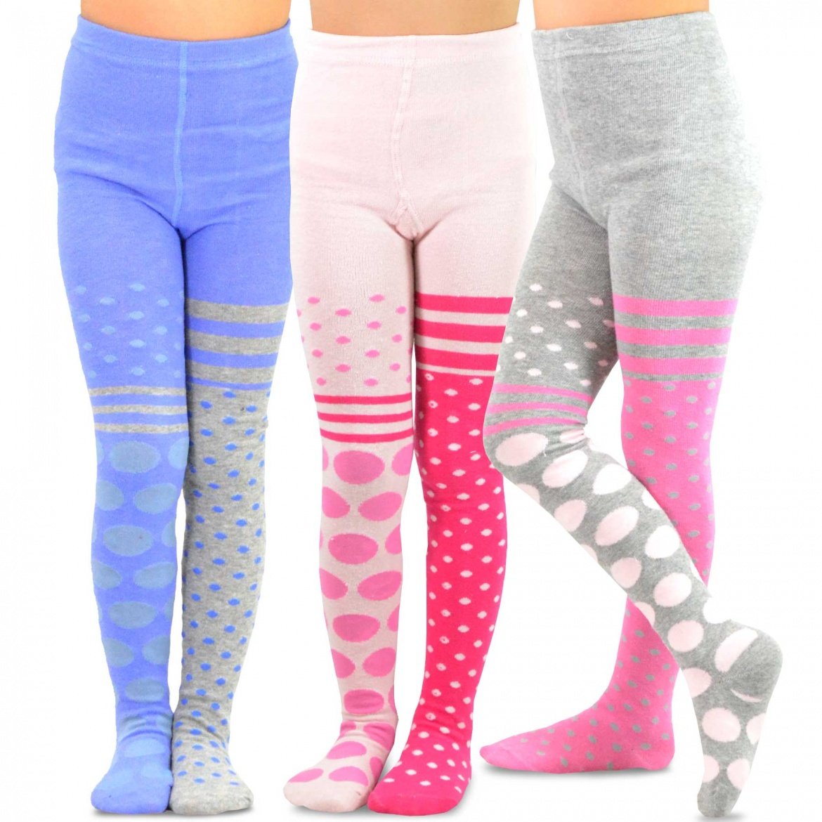 TeeHee Socks Kid's Casual Cotton Tights Big and Small Dots 3-Pack (706