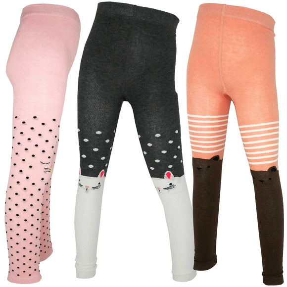 TeeHee Little Girls and Toddlers Fashion Footless Tights and Fleece Leggings 3 Pair Pack (T2103AST)
