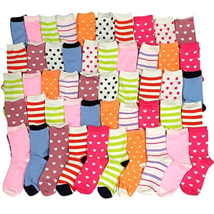 TeeHee Socks 50 Pairs Various Sample Socks Value Pair (Little Girls 6-8 Years)
