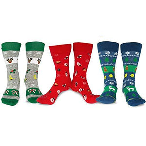 TeeHee Socks Men's Christmas Cotton Crew Assorted 3-Pack (X2002)