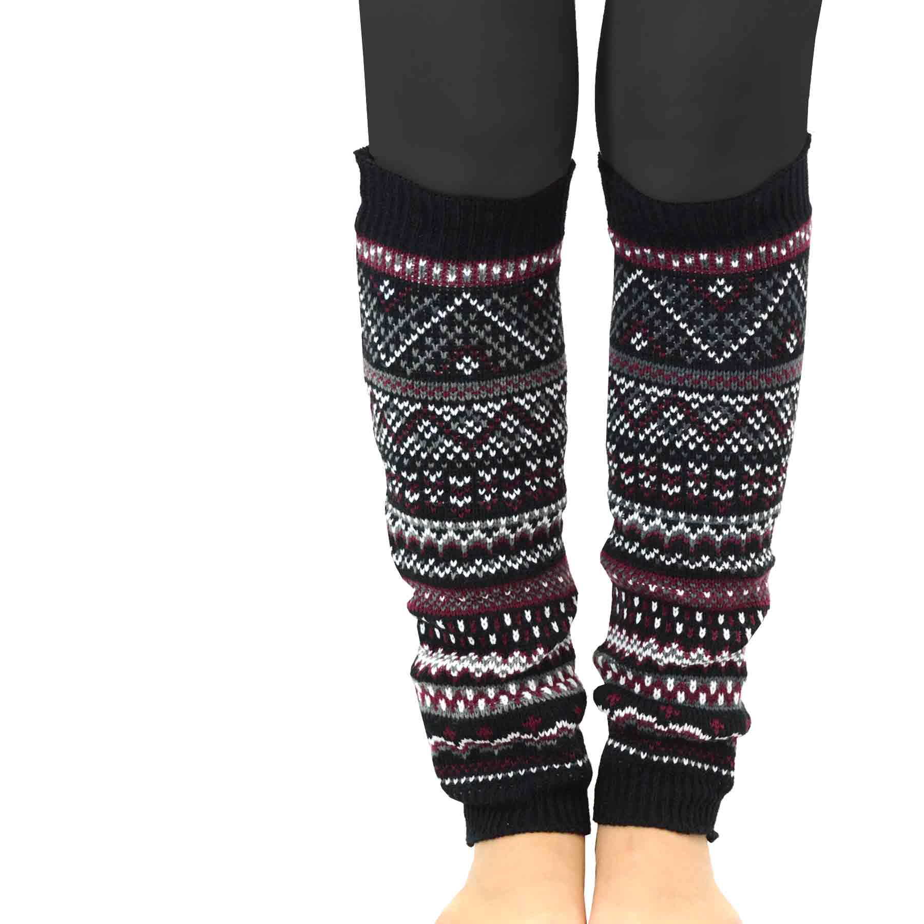TeeHee Socks Women's Acrylic Leg Warmer Lace with Button 4-Pack Gift Box  (Z104)