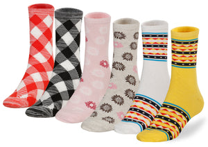Socksmile Women's Ladies Value Cotton  Crew Socks 6-pack (color B) ( WSS091820_6C07)