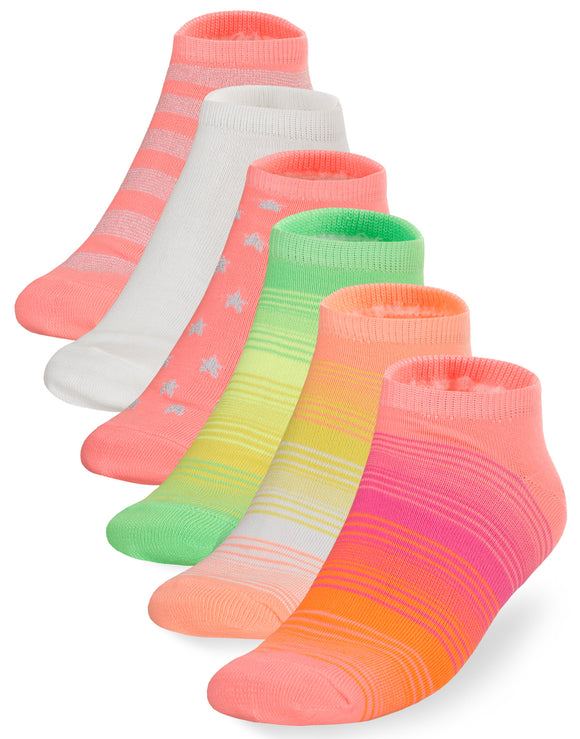 Socksmile Women's Ladies Value Cotton  Ankle Socks 6-pack (Neon) ( WSS041043_6C01)